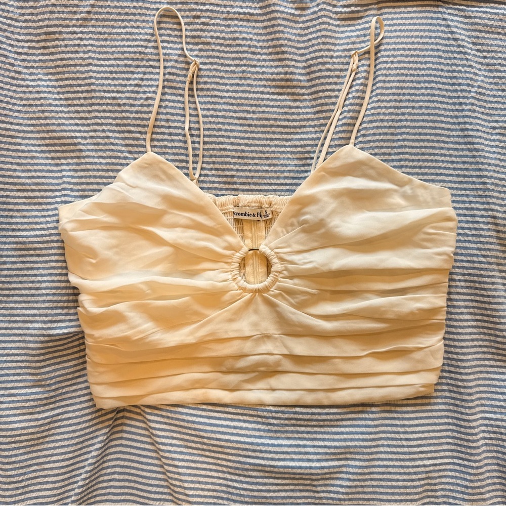 Abercrombie & Fitch Cream Ruched Ring-Front Camisole Top